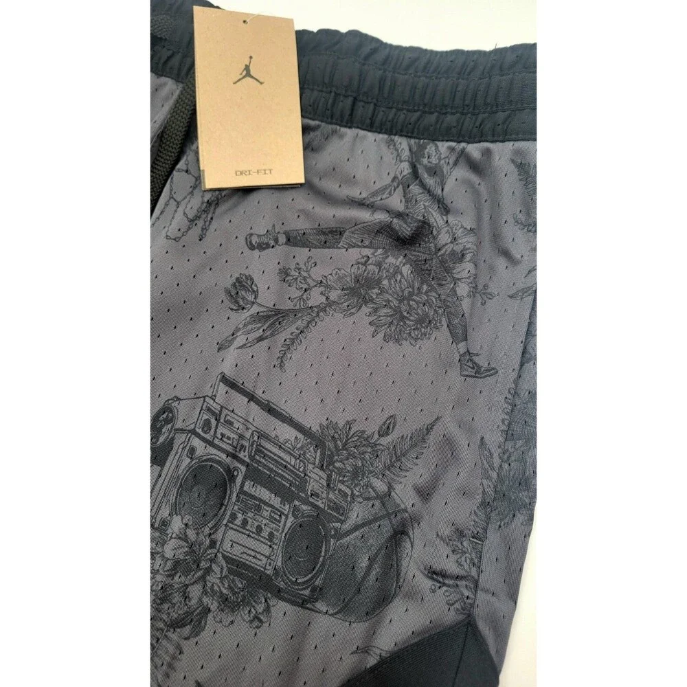 Nike Air Jordan DriFit Printed Diamond Shorts Men's Large Blk/Gry FV8614-010 NWT